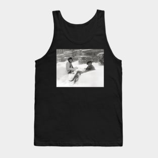 Girls in the Snow, 1922. Vintage Photo Tank Top